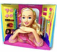 Кукла-Манекен - Голова для причесок и макияжа DEFA 23 см, плойка, косметика, заколочки - Игровой набор стилист