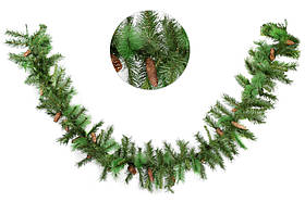 Хвойна гірлянда з шишками для різдвяного декору 270*31 см