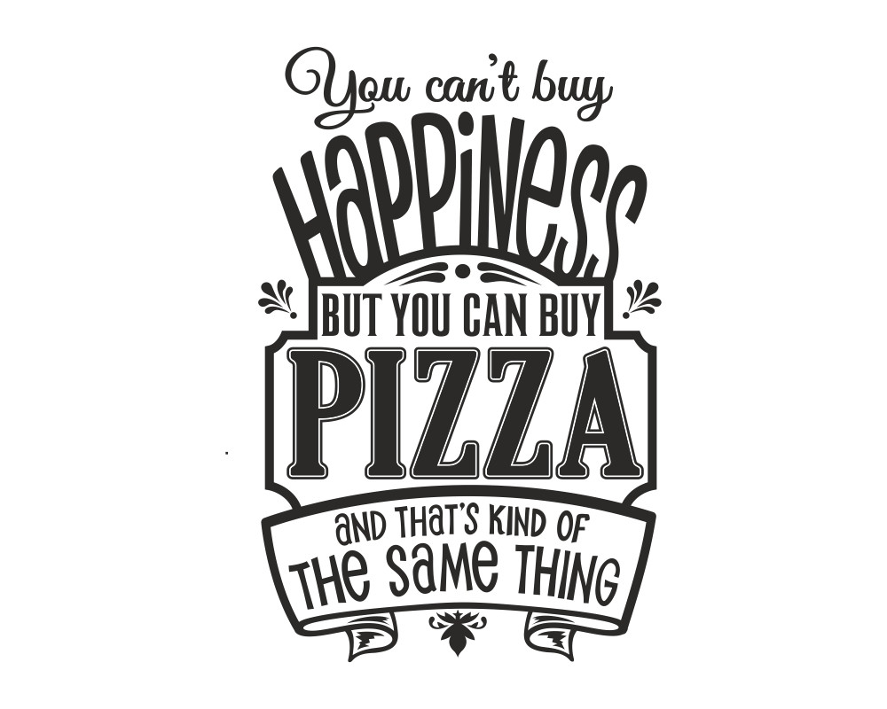 Інтер'єрна наклейка на стіну PIZZA Oracal Чорний розмір 96х63см, фото 1