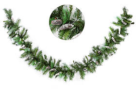 Новорічна гірлянда зі штучної хвої з декором із шишок 270*31 см