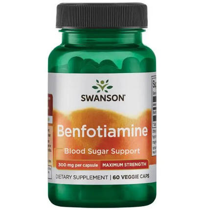 Swanson Benfotiamine 300 mg 60 Caps (Стертий термін придатності партія до 10/26), фото 1