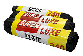 Сміттєві пакети Super luxe 240 літрів (5 шт/уп), 90*130 см, щільність 30 мкм