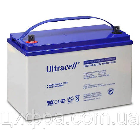 Акумуляторна батарея гелева Ultracell UCG100-12 (12V 100 Ah), фото 1