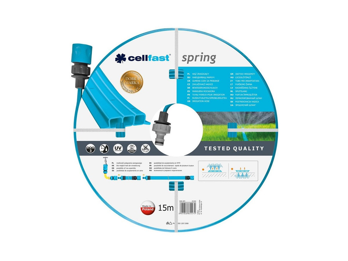 Зрошувальний шланг Cellfast SPRING 1/2 дюйма 15 м садовий - 19-022