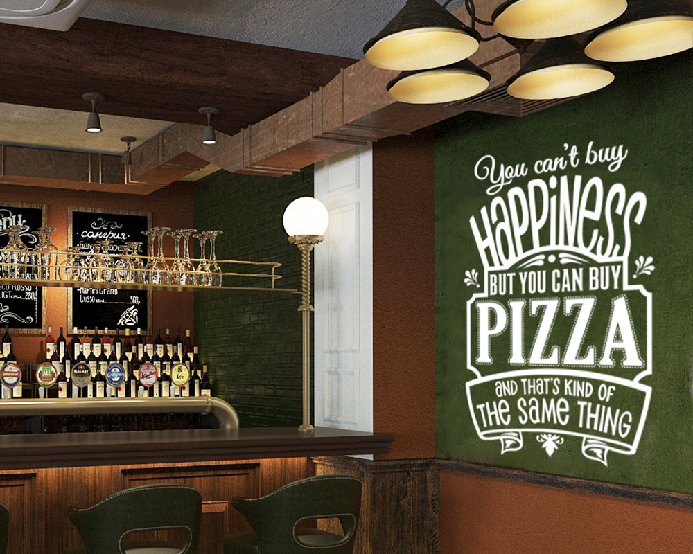 Інтер'єрна наклейка на стіну PIZZA Oracal Білий розмір 96х63см, фото 1