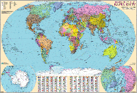 Карта Политическая карта мира 110*77см картон/планки М1:32000000