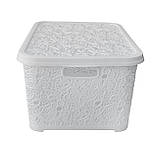 Кошик із кришкою візерунчастий №3 білий (440*330*230 мм) (ELIF Plasti), фото 2