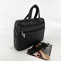 Чоловічий шкіряний діловий портфель для документів формату А4 H. T. Leather чорний, фото 2