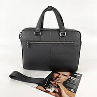Чоловічий шкіряний діловий портфель для документів формату А4 H. T. Leather чорний, фото 5