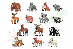 Фетр з принтом ТВАРИНИ-2, 22x30 см, корейський жорсткий 1.2 мм