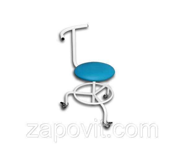 Стілець гвинтовий пересувний зі спинкою і підставкою для ніг СВПС Бежевий, голубий, синій (ЕК)