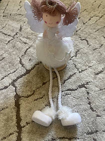 Новорічний Ангел лялька текстильна з висячими ніжками AT 220307, Новорічна іграшка Ангелок