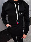 Чоловіче зимове худі Nike утеплене чорне на флісі  ⁇  Чоловіча утеплена толстовка Найк чорна, фото 2