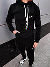 Чоловіче зимове худі Nike утеплене чорне на флісі  ⁇  Чоловіча утеплена толстовка Найк чорна, фото 3