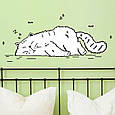 Інтер'єрна наклейка на стіну Сплячий Кіт Oracal розмір 96х41см, фото 2