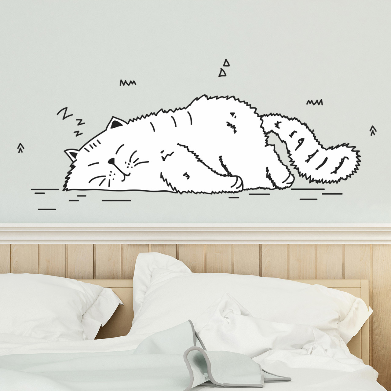 Інтер'єрна наклейка на стіну Сплячий Кіт Oracal розмір 96х41см, фото 1