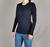 Лонгслів жіночий темно-синій/футболка жіноча з довгими рукавами темно-синя