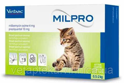 Мілпро (Milpro) 4 мг/10 мг для кошенят до 2 кг, 4 таб