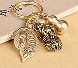 Брелок Пі Яо з гарбузом Ву-Лу та листком дерева Бодхі та священною пудрою для Багатства та Довгоріччя, фото 4