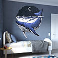 Інтер'єрна наклейка на стіну Синій кит Oracal розмір 61х69см, фото 2