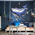 Інтер'єрна наклейка на стіну Синій кит Oracal розмір 61х69см, фото 3