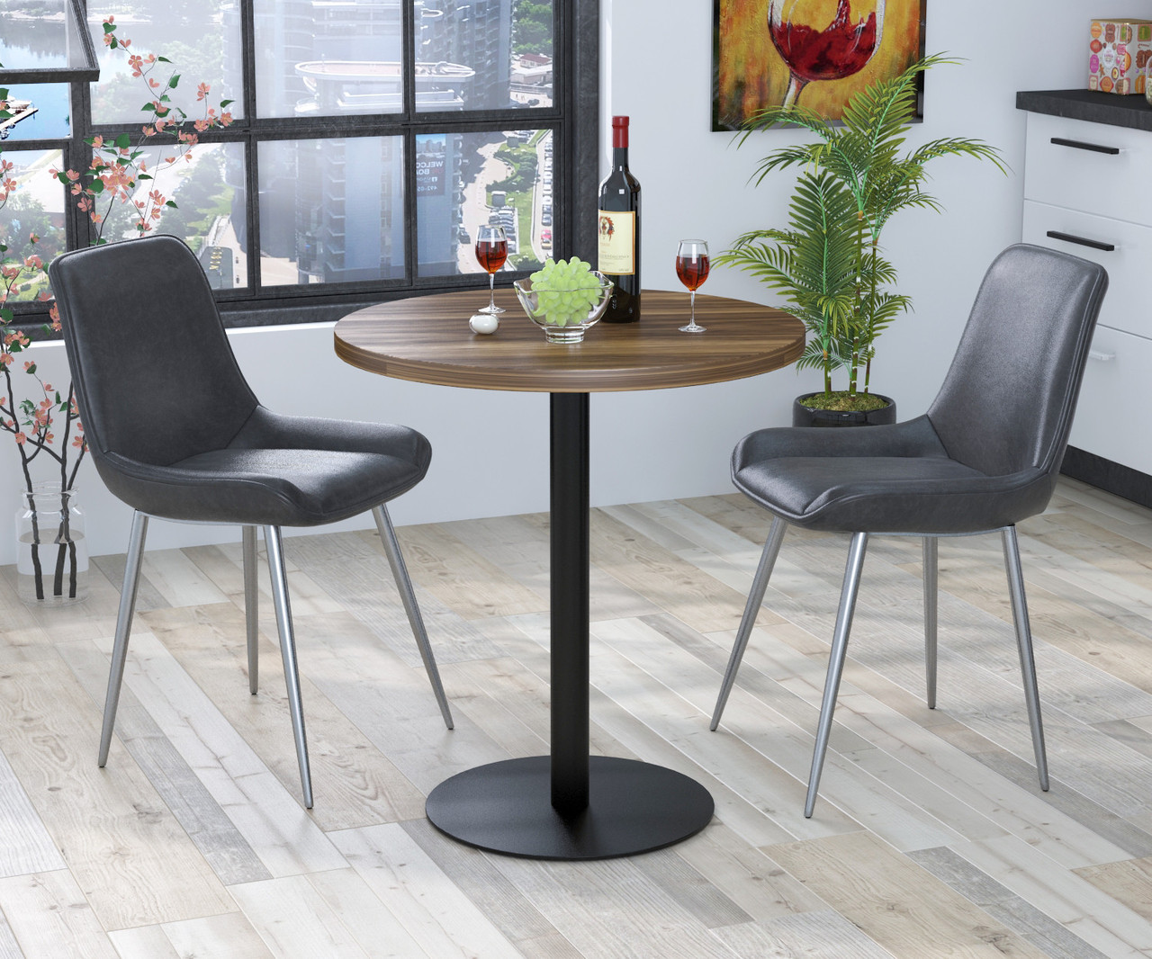 Стіл круглий обідній BS-450 Діаметр 70 см Горіх Модена