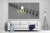 Модульная картина на холсте на стену для интерьера/спальни/офиса DK Лампочки 159x99 см (XL1)