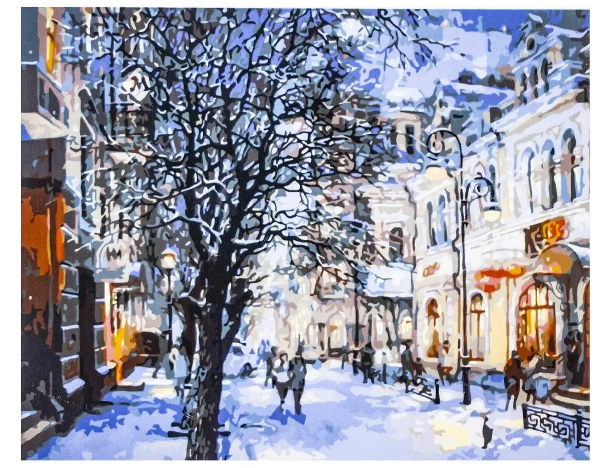 Картина за номерами "Зимовий вечір" розмір 40 х 50 см, код 6298