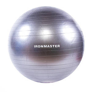 М'яч для фітнесу 55 см IronMaster з насосом срібний