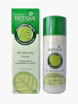 Поживний лосьйон для обличчя та шиї BIO MORNING NEKTAR LOTION (120ML) BIOTIQUE для освітлення шкіри БІОТИК