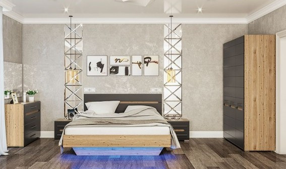 Спальня в сучасному стилі Б 'янко Світ меблів, колір дуб артизан/ графіт