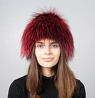 Женская зимняя меховая шапка парик "Снопик" из меха чернобурки Марсал