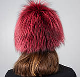Жіноча зимова хутряна шапка перука "Жмутик" з хутра чорнобурки Марсал, фото 4