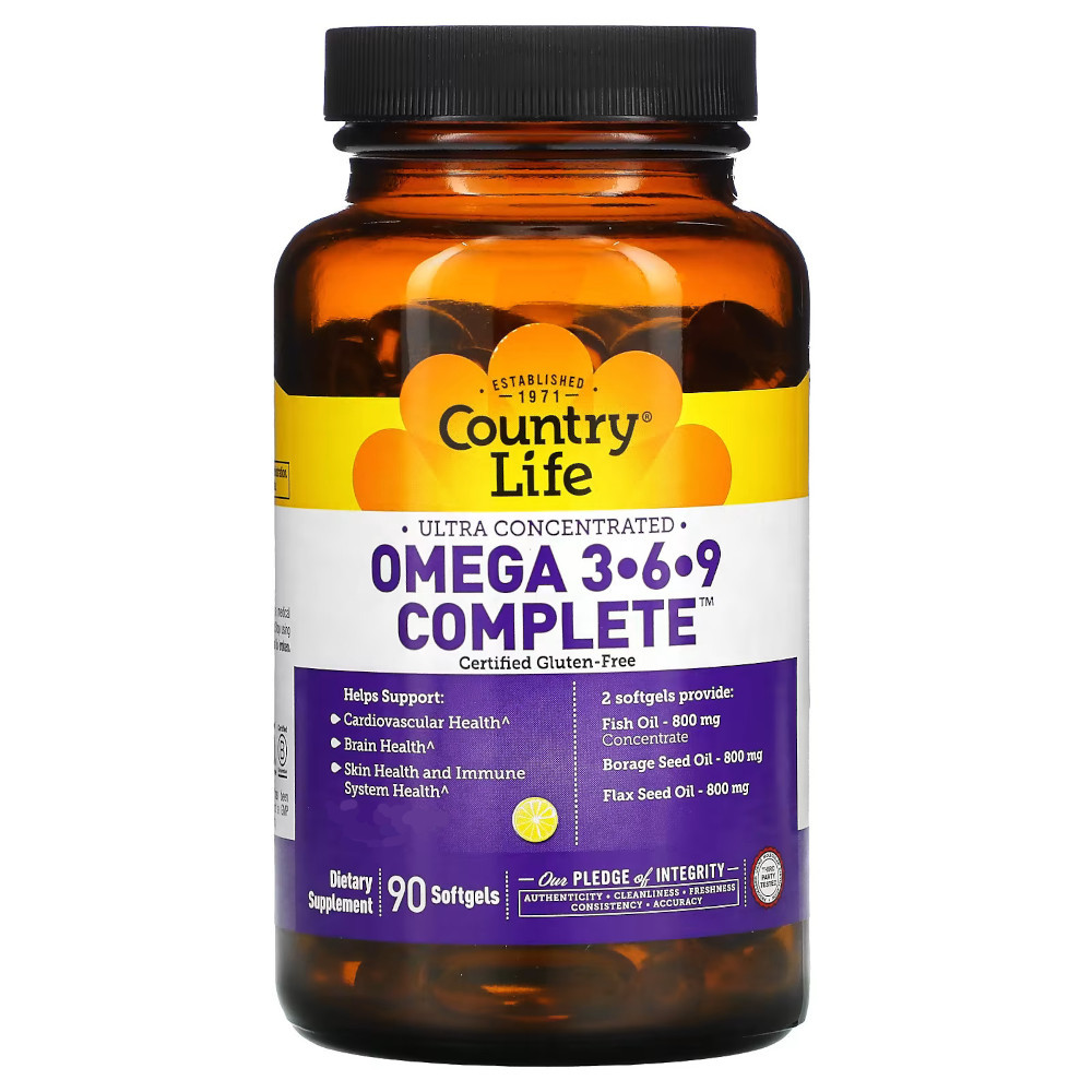 Жирні кислоти Country Life Omega 3-6-9 Complete, 90 капсул CN10490 SP