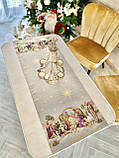 Доріжка на стіл Новорічна "Вифлеємське диво" 37x100 см., гобелен золотий люрекс, фото 8