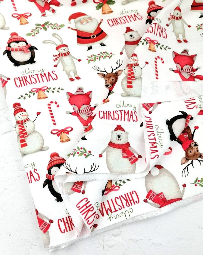 Футер двунитка"Merry Christmas " (диджитал) - 180см