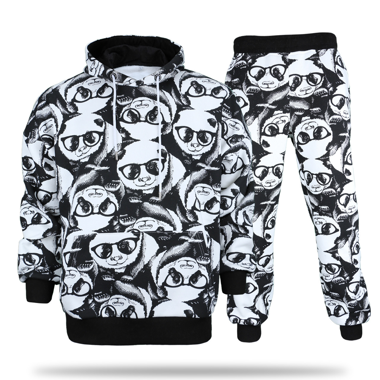 Спортивний костюм зима чорний з білим HOPE принт#3 панда Т-101 BLK/WHT L (Р) 23-653-003