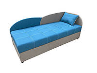 Диван-ліжко Хвиля 193х80 см нерозкладний пружинний блок Саванна nova (блакитний/сірий)