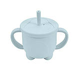 Поїльник силіконовий з трубочкою Пінгвін, New Baby Blue, фото 3