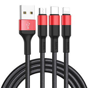 USB кабель 3 в 1 Hoco X26 lightning / micro / Type-C (1m)