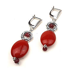 Корал. Сережки з натурального каменю ВІКТОРІ.