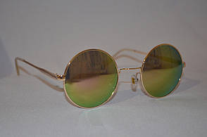 Сонцезахисні окуляри круглі Хамелеон рожево-зелений золота оправа