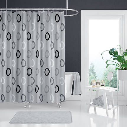 Штора для ванної Rings grey Tropic 180x200 cм, фото 1