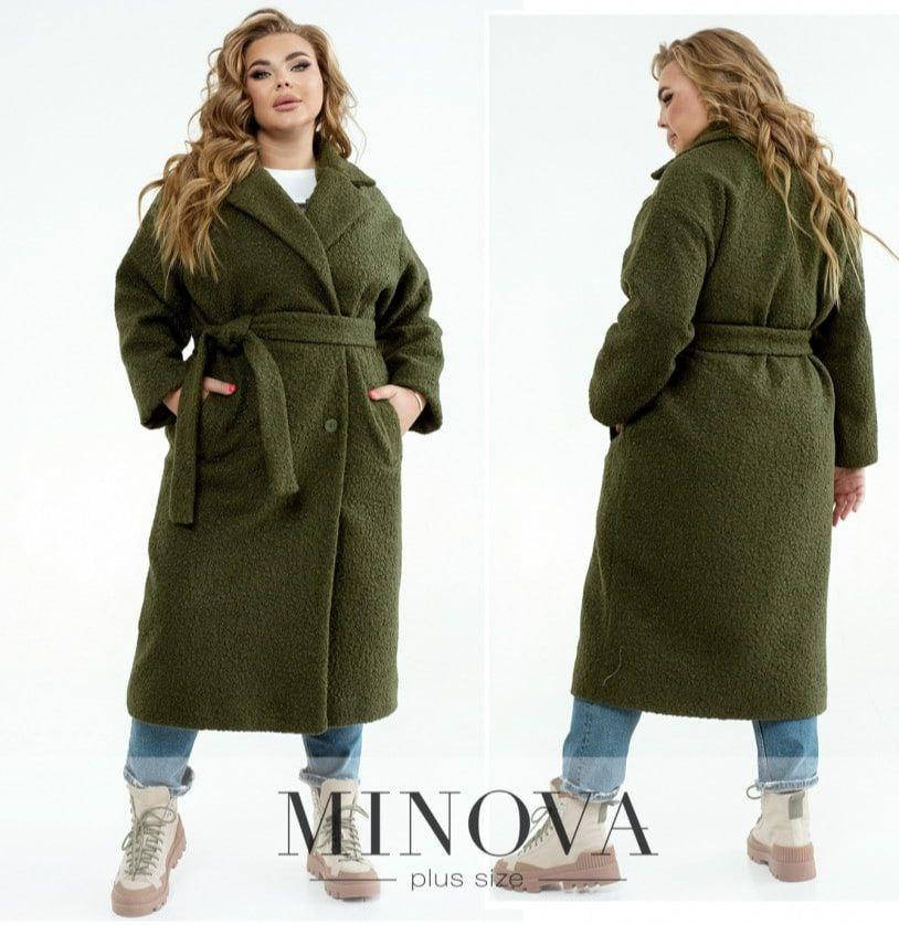 Модне жіноче пальто хакі великих розмірів (5 кольорів) ЮР/-72414, фото 2