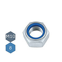 Гайка самозажимная М10 с нейлоновым кольцом DIN 985 ISO 10511 в классе 8.0