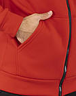 Чоловіча зимова толстовка на блискавці червона з капюшоном Зіп худі на флісі, фото 7