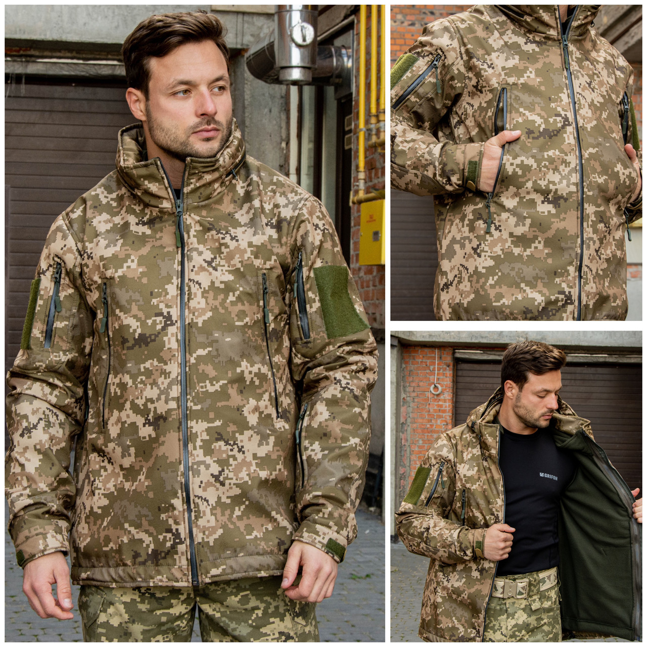 Куртка 2 в 1 з підстібкою (СШ-З22) Soft Shell Grifon Піксель