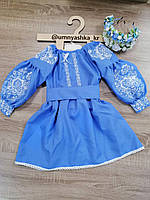 Голубое платье вышиванка "Роза2"