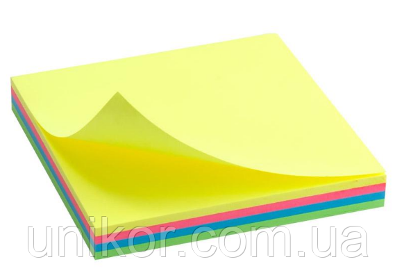 Блок post-it 75*75 мм, 100 аркушів, mix rainbow "Neon". AXENT