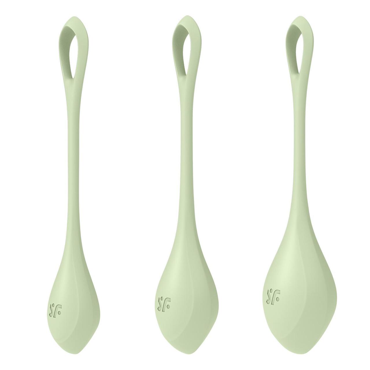 Набір йоні намистин Satisfyer Yoni Power 2 Light Green, діаметр 2-2,5-3 см, вага 22-44-73 гр